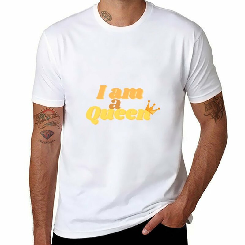 I Am a Queen T-Shirt, T-shirt gráfico masculino, Branco, Curto, Novo