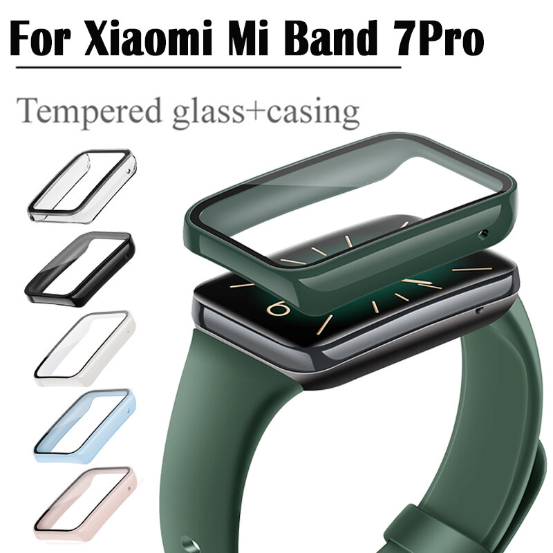 For Mi Band 7 Pro Case PC Full Cover+Tempered Film Hard Case For Xiaomi Mi Band 7Pro with Strap Casing Screen Protector shell