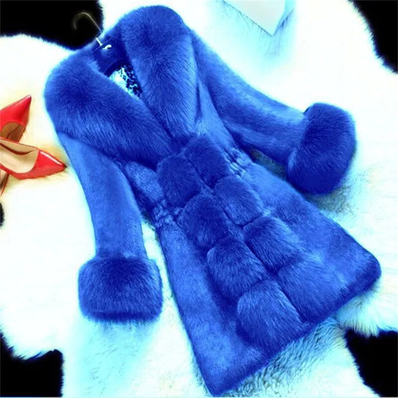 Futro damskie średniej długości imitacja norki futro królika zintegrowana moda ciepła kurtka w średnim wieku żeńska kurtki futrzane 5XL
