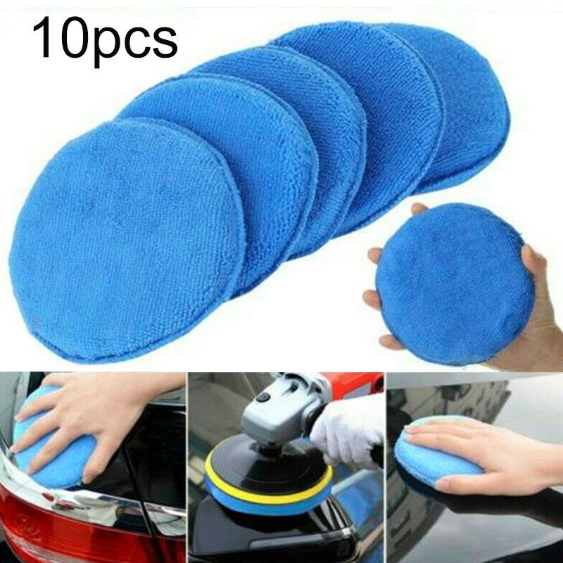 10PCS 5 Inch 125mm Car Polishing Pads Wax Foam Sponge Microfiber Cleaning Buffer For Leather Seats Polishing Automotive Care