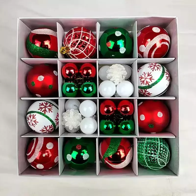 Bolas de árbol de Navidad de 42 piezas, 6cm, 3cm, decoración de bolas Multicolor, conjunto de adornos para árbol de Navidad para fiesta en casa