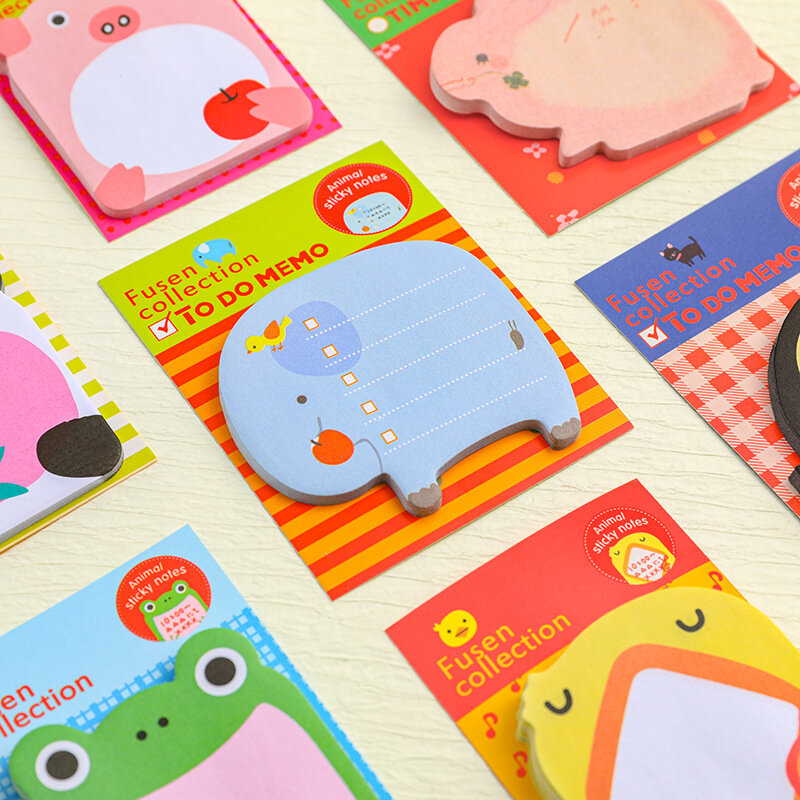 10Pcs/Lot Cute Cartoon Animal Tearable Note Book Posted it Sticky Notes Notepad Memo Pads Children Gifts School Office Supplies