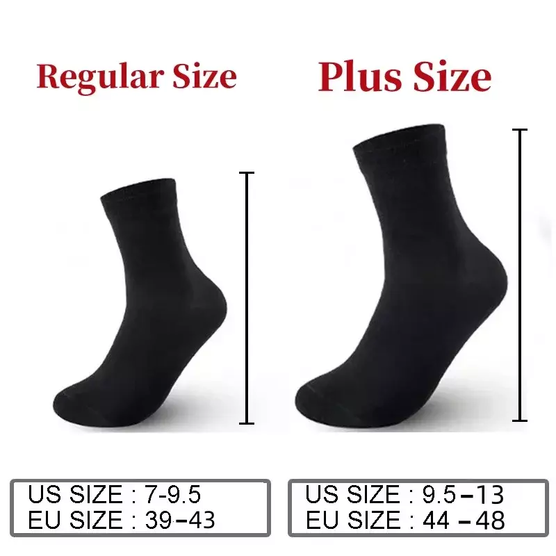 10Pairs/Lot Men's Cotton Socks Solid Color Business Casual Stockings Breathable Non-slip Men's Mid-tube Socks Plus Size EU39-48