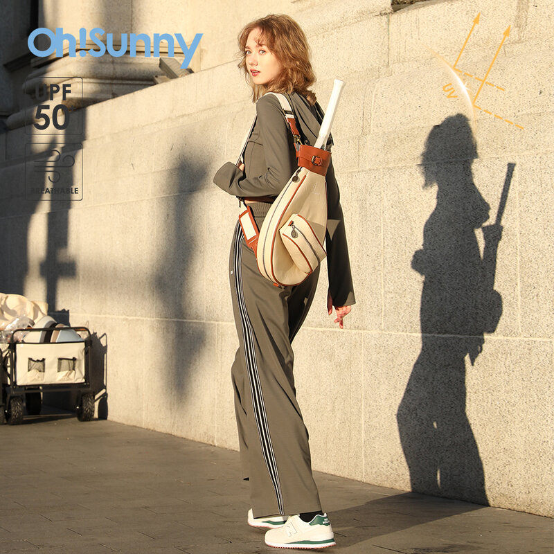 OhSunny pakaian olahraga pelindung lari wanita, jaket celana kasual longgar bersirkulasi Anti-UV untuk luar ruangan model baru 2024