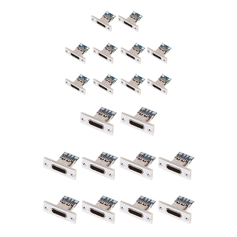 USB 3.1 Tipo C Soquete Placa de Fixação, Tipo-C, Conector Fêmea, Porta de carregamento, 3.1, 2Pin, 4Pin, 10Pcs