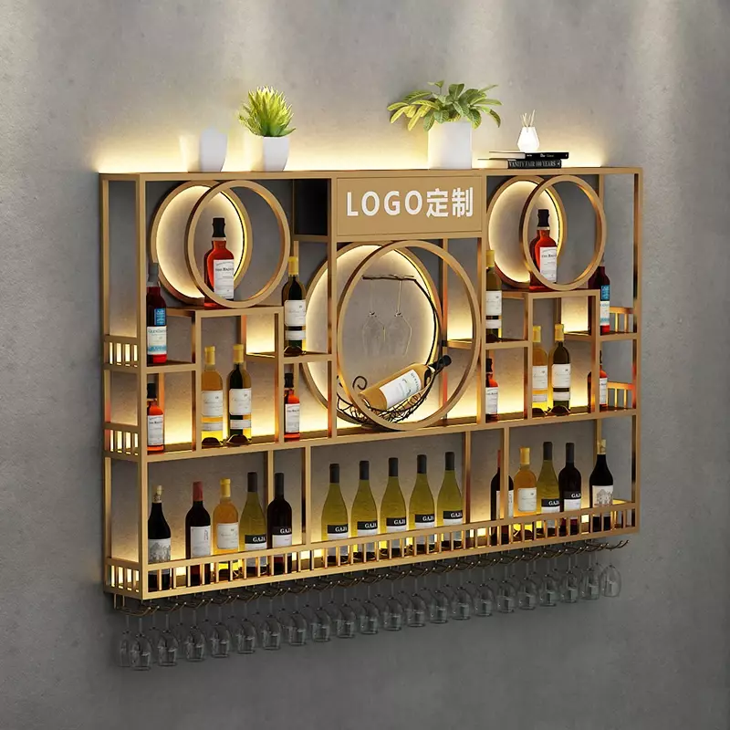 Espositore per vino moderno nero soggiorno creativo Nordic Whisky Cabinet Design industriale Rack De Vinos Boutique Furniture