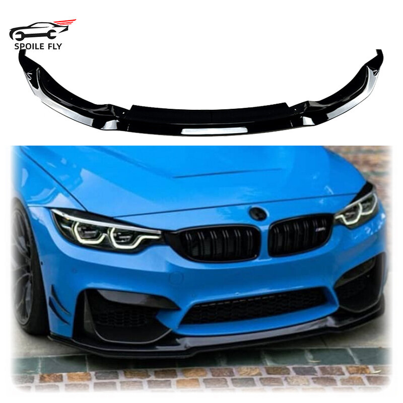 2015 a 2020 per BMW F80 M3 F82 F83 M4 paraurti anteriore Spoiler Lip Body Kit Splitter lucido Balck accessori Auto in fibra di carbonio
