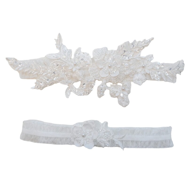 2 pezzi giarrettiera da sposa abiti da donna cintura da gamba moda ornamenti di strass da sposa fascia in tessuto accessori in pizzo da sposa