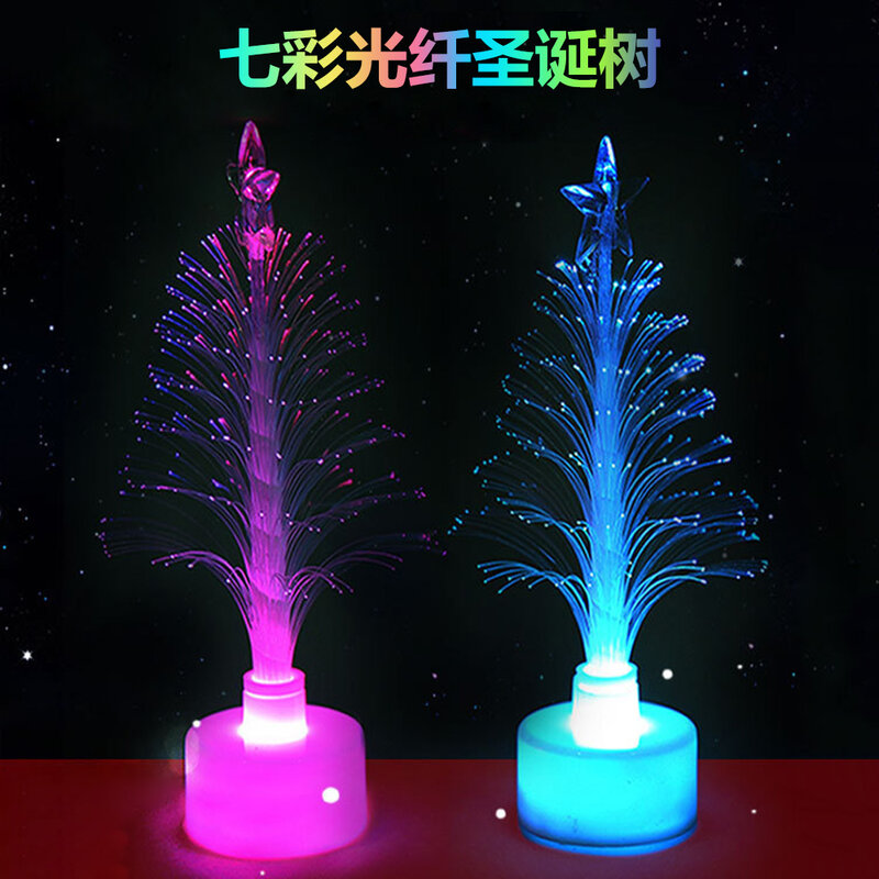 Luci notturne a fibra ottica a LED colorate Flash lampada da notte natalizia regalo di natale decorazioni per la casa decorazioni da tavolo a LED per le vacanze ornamenti