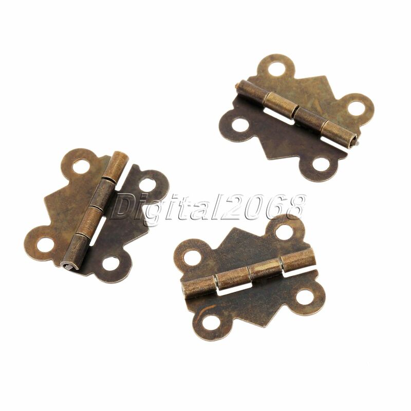 12pcs Antique Brass 4 Holes Butterfly Hinges Jewelry Chest Gift Wine Box Wooden Case Dollhouse Drawer Cabinet Door Hinges&Screws
