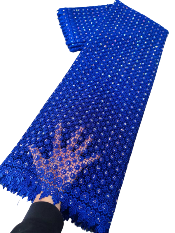 Новое поступление, африканская Водорастворимая кружевная ткань с блестками 2024, высококачественный нигерийский гипюр, кружевная ткань для женского платья