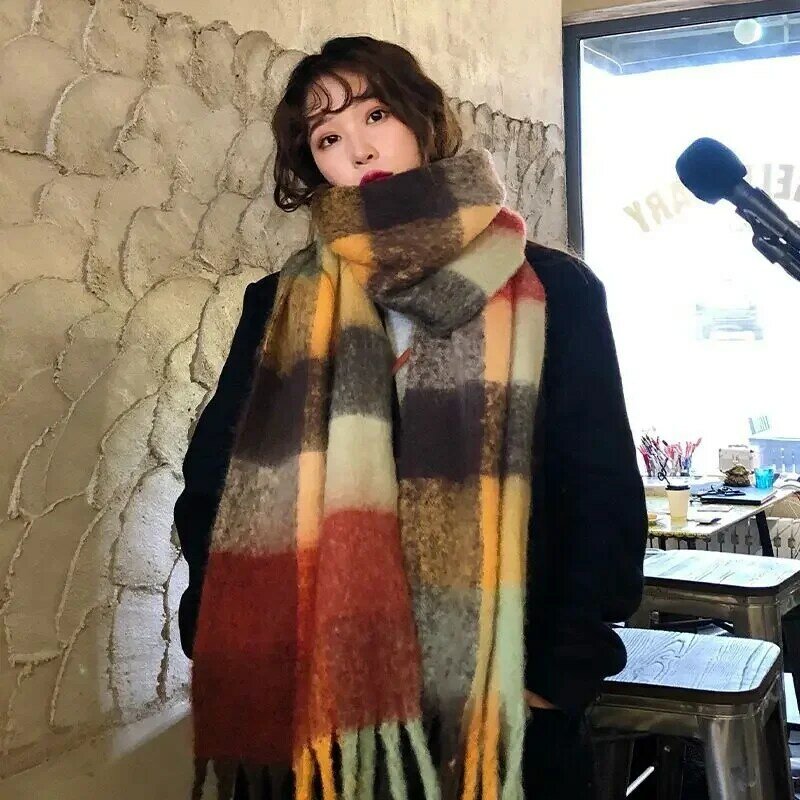 Зимний шарф с биркой, модная плотная теплая однотонная накидка Ac Studios, роскошная женская Пашмина, дизайнерская брендовая мужская шаль с длинной кисточкой