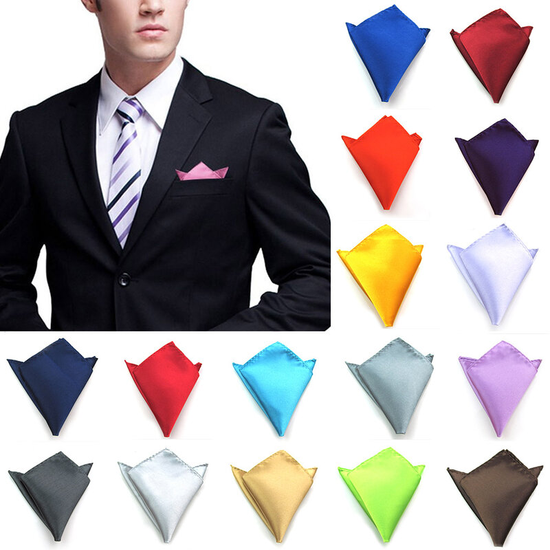 1 Pcs Men Small Square Scarf Satin Solid Color Plain Suits Pocket Wedding Party Handkerchief Wedding Scarf Handkerchief INS