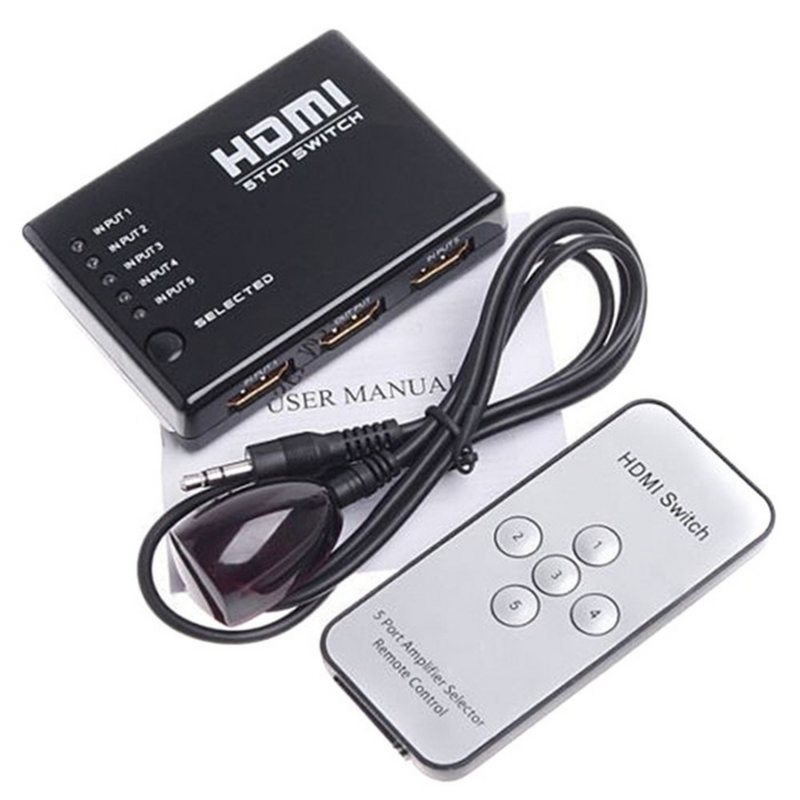 Hdmi-compatível multiport 3 ou 5 portas divisor interruptor switcher hub + remoto para hdtv pc quente para dvd stb jogo hdtv i5