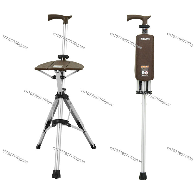High Quality Aluminum Alloy Foldable Walking Cane Stick With Seat Adjustable Elderly Crutch Chair With Stool