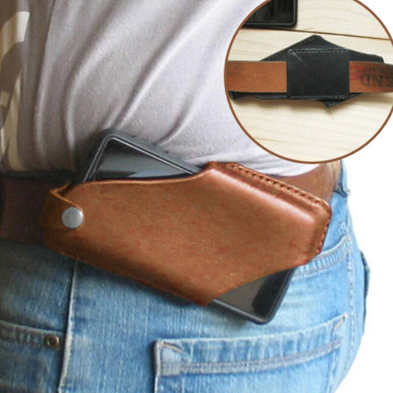 Étui à boucle de téléphone portable pour homme, ceinture, accessoires de taille, sac à main en cuir PU, portefeuille