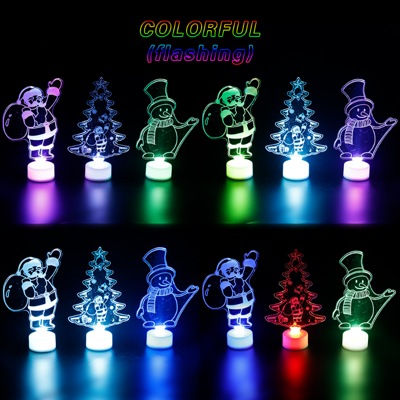 Luci notturne colorate a LED luci Decorative natalizie luci colorate acriliche lampade lampeggianti Decorative luci natalizie
