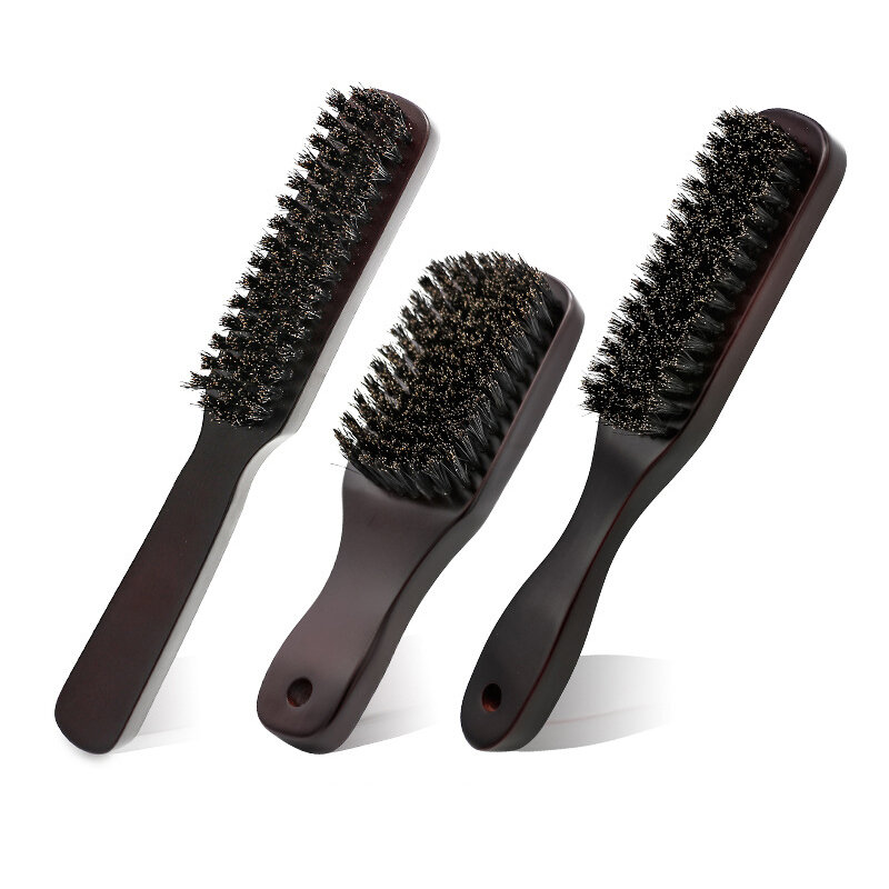 Brosse à barbe en bois massif, poils de sanglier, massage de la barbe, poils incurvés, brosses à moustache en bois pour hommes, salon de coiffure