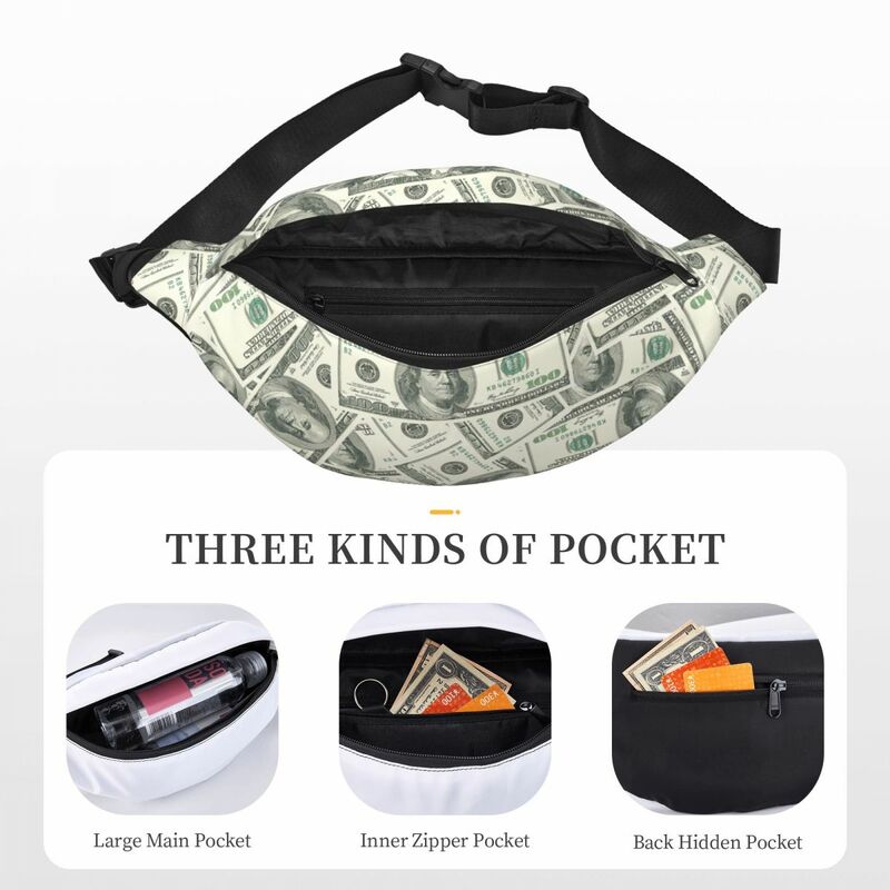 المال دولار بيتكوين الرقمية عملة فاني حزمة الرجال النساء الطباعة الافتراضية الرافعة Crossbody الخصر حقيبة الهاتف المال الحقيبة