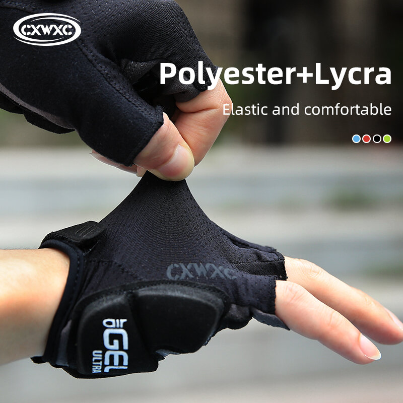 Sarung tangan sepeda Anti guncangan, sarung tangan setengah jari dengan GEL tebal silikon dapat bernafas Anti selip sepeda jalan MTB pelepasan cepat