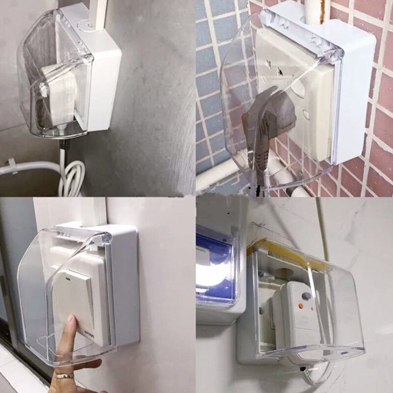 86 tipo di scatola antispruzzo impermeabile rialzata presa a muro elettrica autoadesiva copertura di protezione dell'interruttore accessori per il bagno