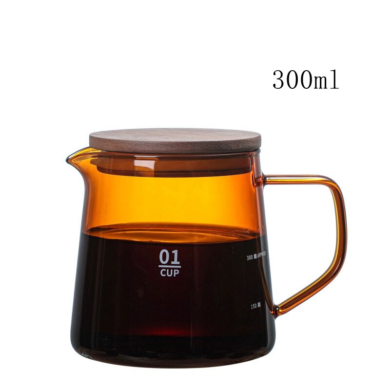 300/500ml Coffee Colored Glass Pot with Lid Shared Coffee Pot Pouring Coffee Concentrate Kitchen Making Coffee Accessories