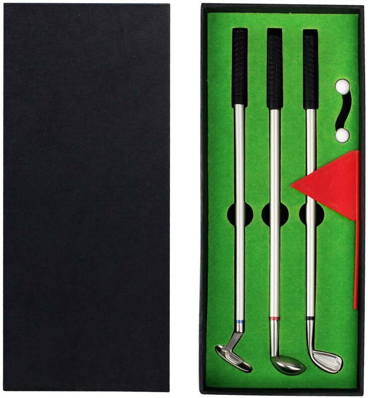 Juego de Mini bolígrafos de Golf de escritorio, regalo que incluye Putting Green, 3 palos, bolas y bandera, juegos de escritorio, envío directo