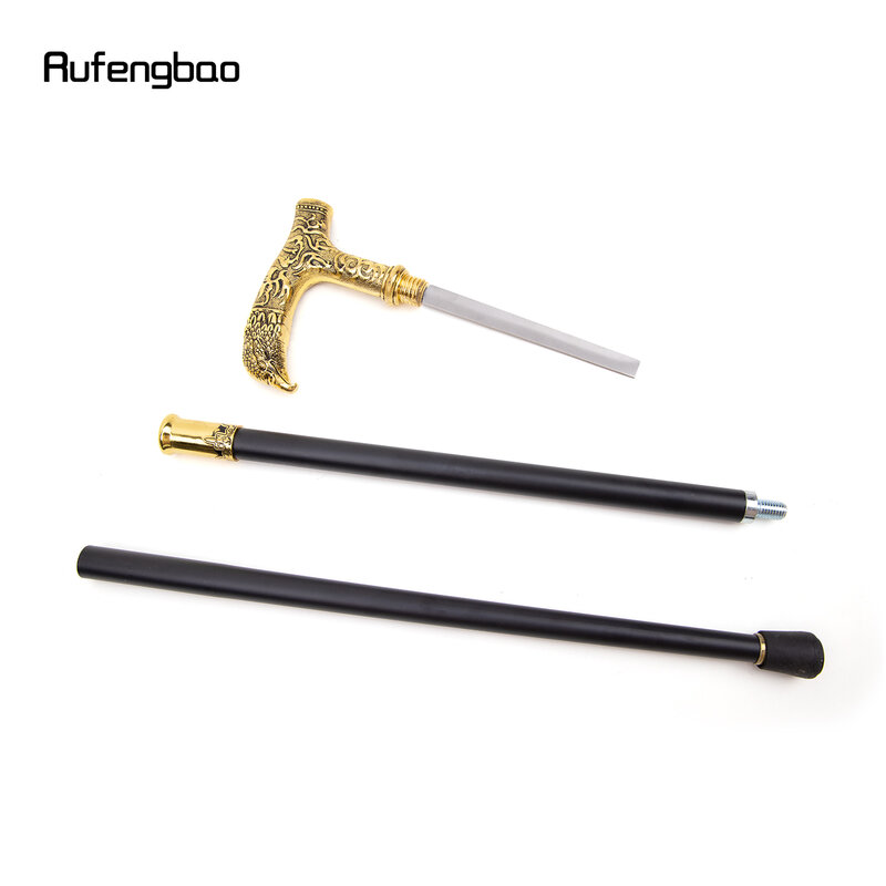 Golden Eagle Handle Luxury Walking Stick with Hidden Plate Self Defense Fashion Cane Plate Cosplay Crosier Stick 90cm