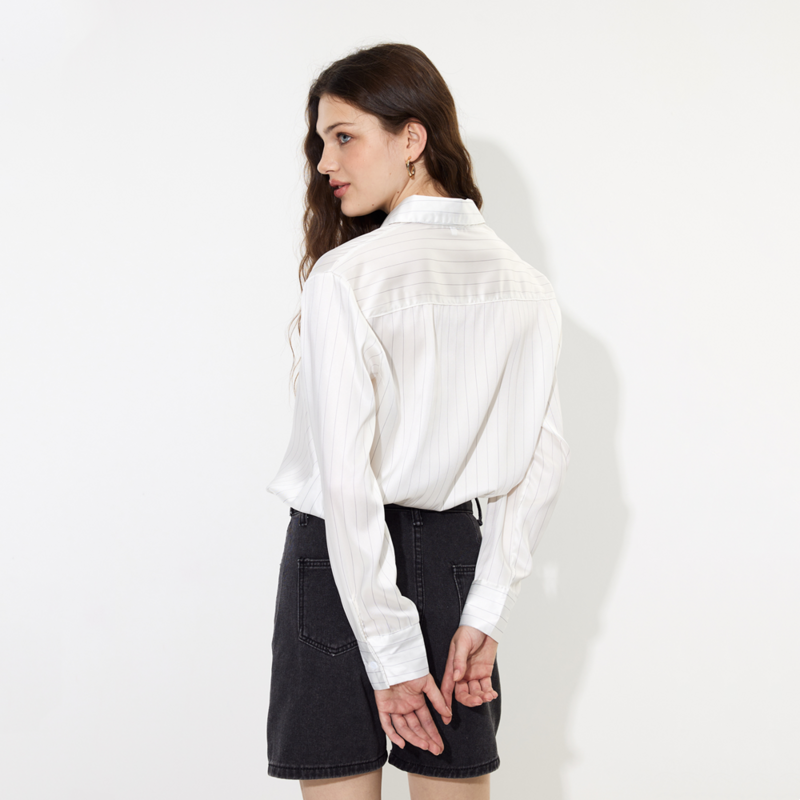 Женская Полосатая Рубашка TAOP & ZA, Асимметричная рубашка на пуговицах с закрытым асимметричным подолом и длинными рукавами, с отворотами и манжетами, лето 2024
