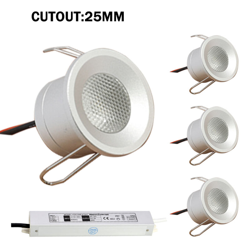 Mini faretto a LED Mini faretto da incasso a Led 12V Focus Spot Lamp IP65 illuminazione a soffitto per armadio scala con trasformatore 100-220V
