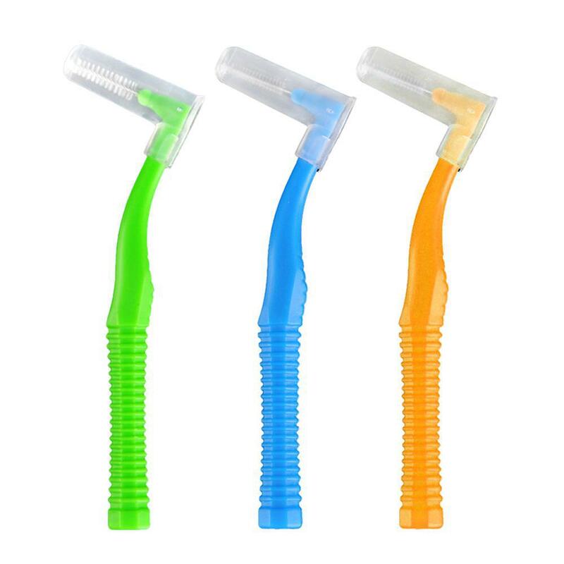 Cepillo Interdental Push-Pull en forma de L, palillo de dientes de ortodoncia, blanqueamiento dental, cepillo de dientes, cuidado de la higiene bucal, 20 unids/lote por caja