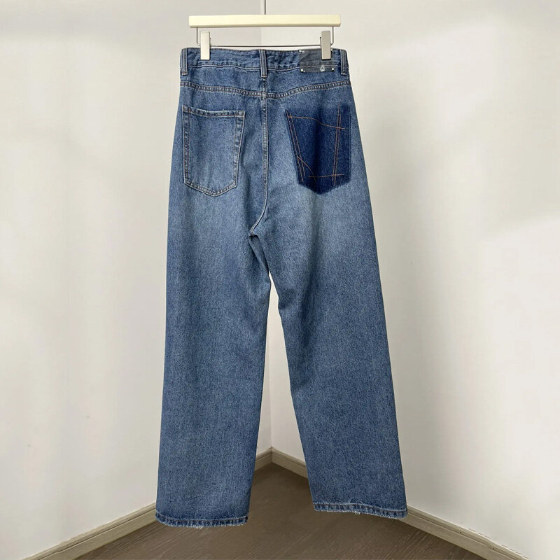 Джинсы мужские Асимметричные с карманами, тренировочные штаны с дырками, уличная одежда, Y2k