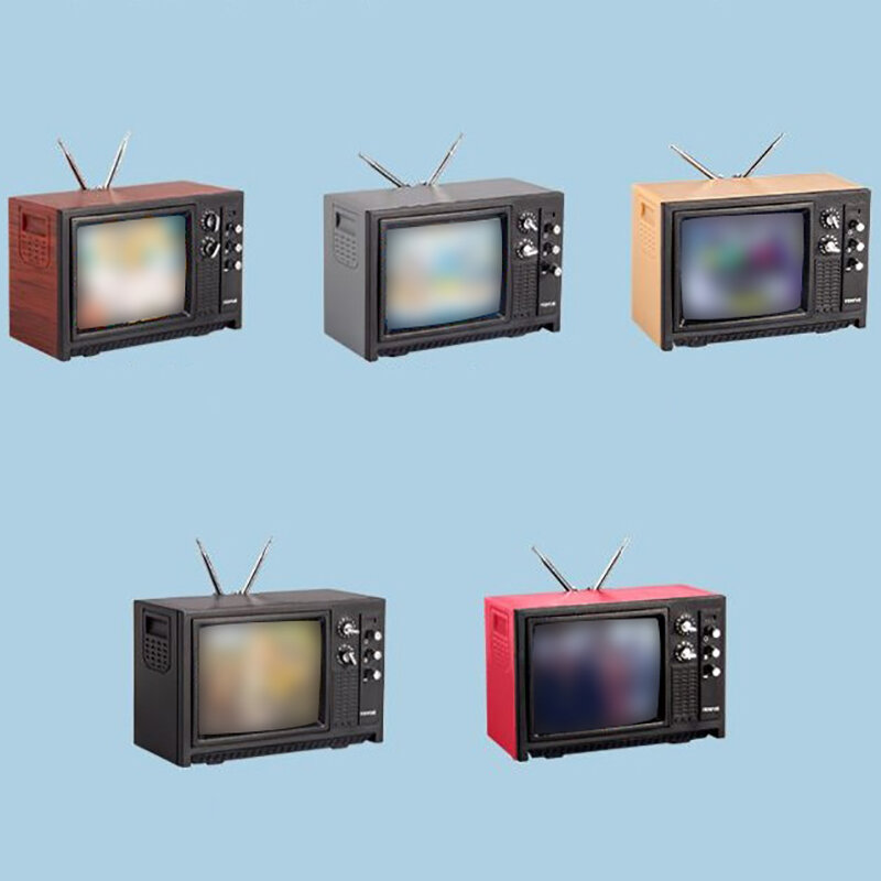 Gorąca sprzedaż Retro Mini przenośny telewizor telewizja zegarek TV domek dla lalek scena ob11 Model miniaturowy zabawki modele TV