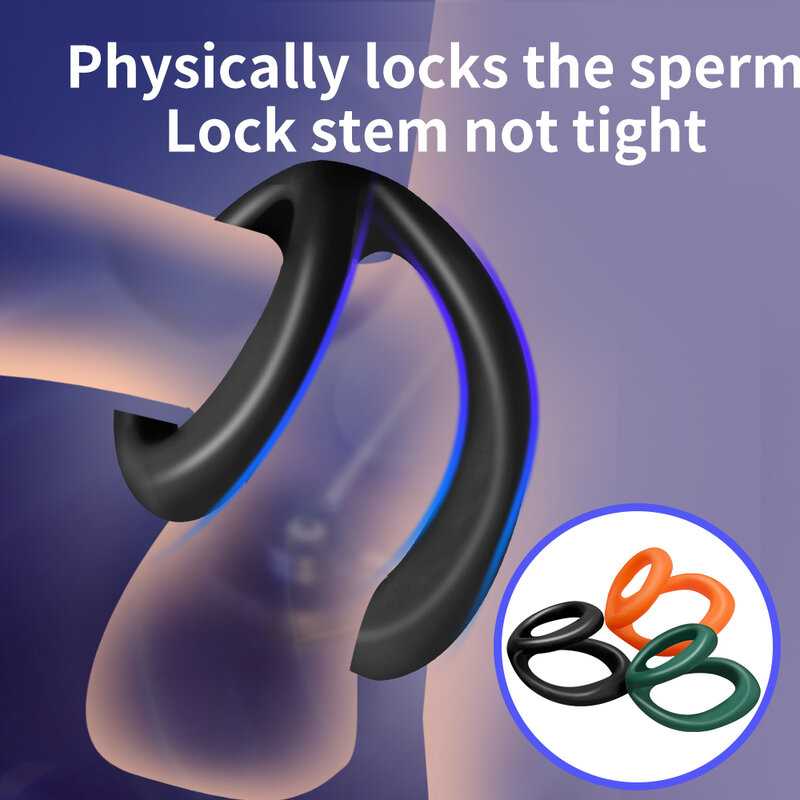 Silicone Semen Lock Ring para homens, anel do pênis masculino, ejaculação reutilizável por atraso, escroto duradouro, brinquedos sexuais, produtos para adultos