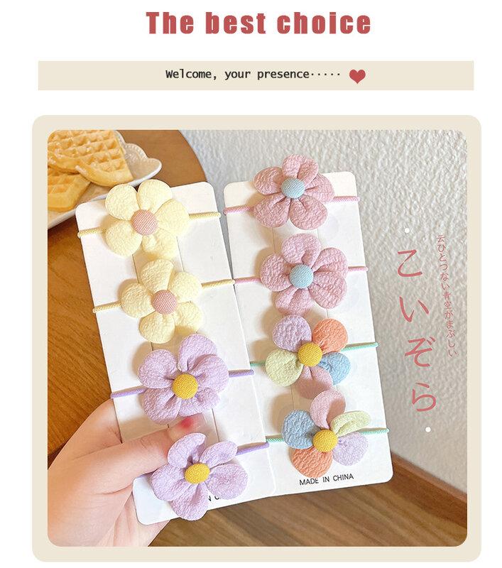 Colorful Flower Hair Ring Cute and Versatile Without Hurting Hair, Elastic and Baby Hair Accessories