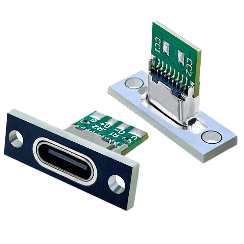 Enchufe USB 3,1 tipo C con placa de fijación de tornillo, conector USB 3,1 tipo C, 2 pines, 4 pines, 5 pines, 6 pines, hembra