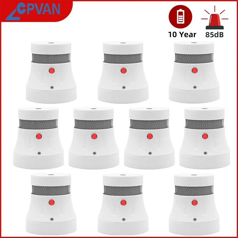 CPVAN Fire Smoke Detector 10 Years battery Home Security Independent Smoke Alarm Sensor 85dB Safety protection System Fire Alarm