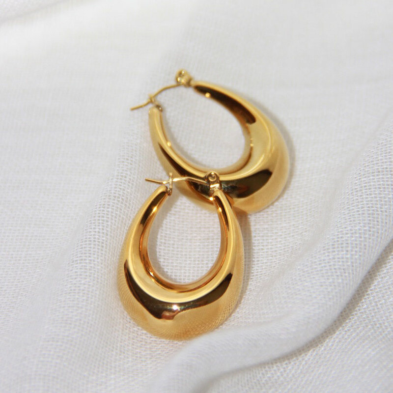 925 فضة Vintage شكل بيضاوي الذهب أقراط للنساء العصرية القرط مجوهرات منع الحساسية اكسسوارات الحفلات هدية