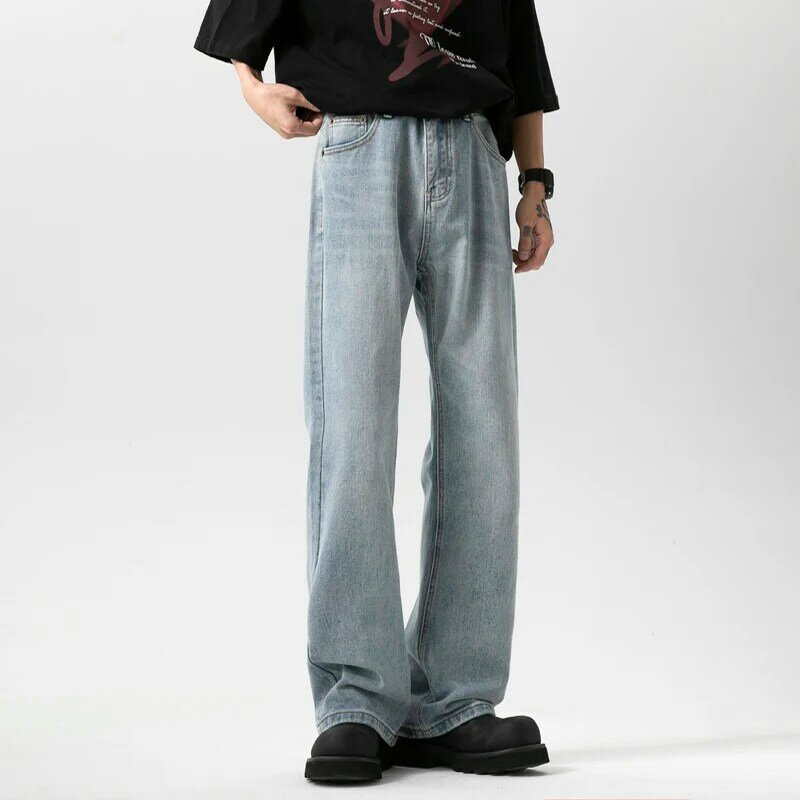Джинсы-карго из древесины прямые штаны в стиле ретро слаксы мужские однотонные американские брюки скаго джинсы из древесины прямые штаны Ретро слаксы мужские однотонные