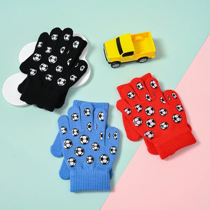 Теплые вязаные перчатки для детей, уличная зимняя одежда для начальной школы