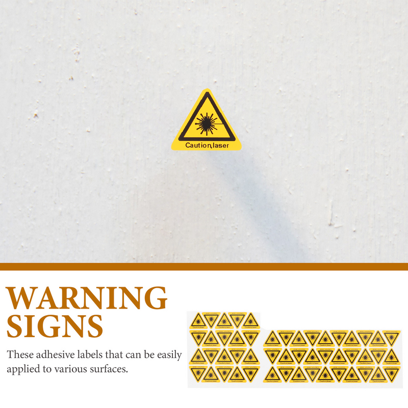 50 Pcs Laser Safety Signs Emblems Caution Security Signs Warning Radiation Decals
