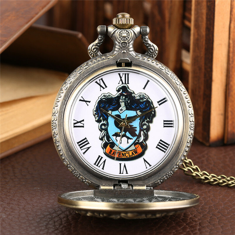 Reloj De Bolsillo analógico De cuarzo para hombre y mujer, pulsera con diseño De pájaro mágico en 3D tallado antiguo, con número romano, cadena De collar