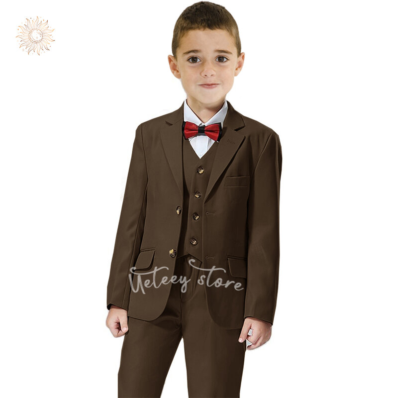 Комплект из трех предметов для мальчиков, однотонная куртка и брюки, жилет, костюмы для мальчиков, свадебный наряд для мальчиков, детские костюмы под смокинг для мальчиков, 2024