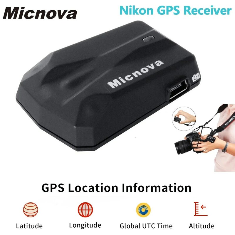 Micnova SK-GPS-N Penerima Jarak Jauh GPS untuk Nikon DSLR Merekam Garis Lintang Bujur Ketinggian Universal Waktu Informasi Terkoordinasi