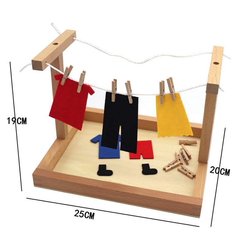 ยางกัดสำหรับเด็กชุดกรอบอบแห้งเสื้อผ้าไม้สำหรับสอน DIY ขนาดเล็กปฐมวัย