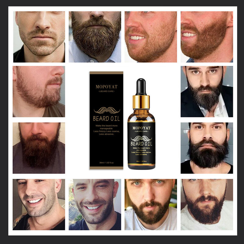 Aceite de barba para mejorar el bigote, aceite nutritivo, suave, más largo, más grueso, rebrote, brillo, fortalece el tratamiento Anti pérdida de cabello, aceite de crecimiento de barba