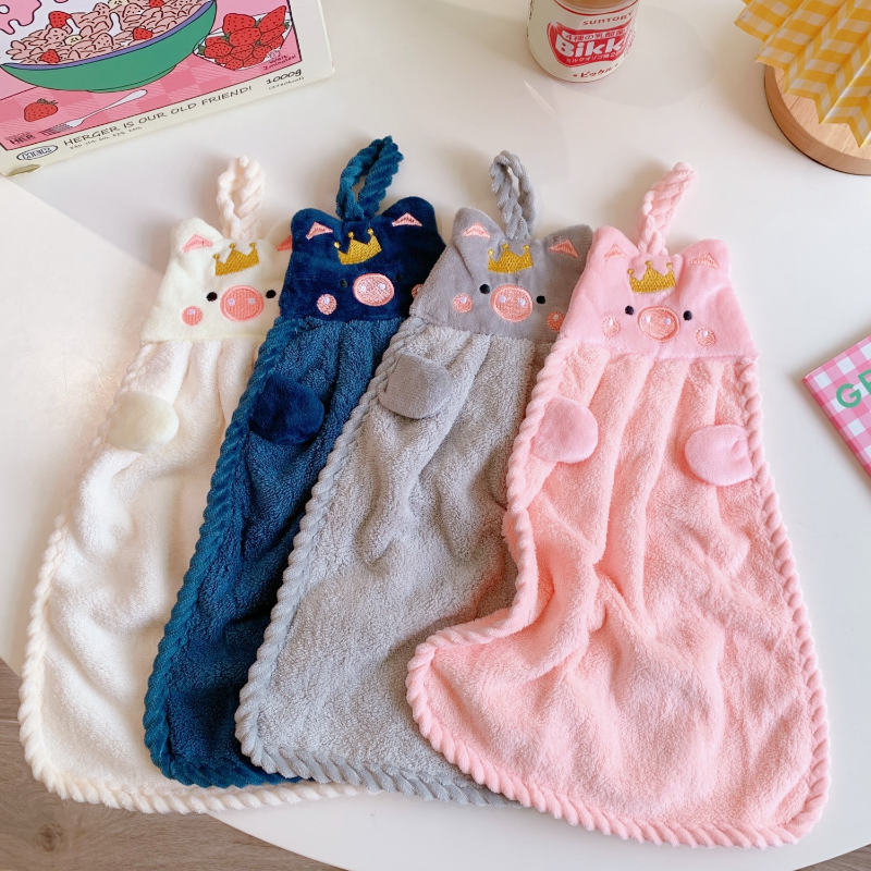 Hand Towels Coral Fleece Anime Hanging Towel Absorbent Towels Children Hand Towels Cute Towels Penguin Duck Towels Low Price