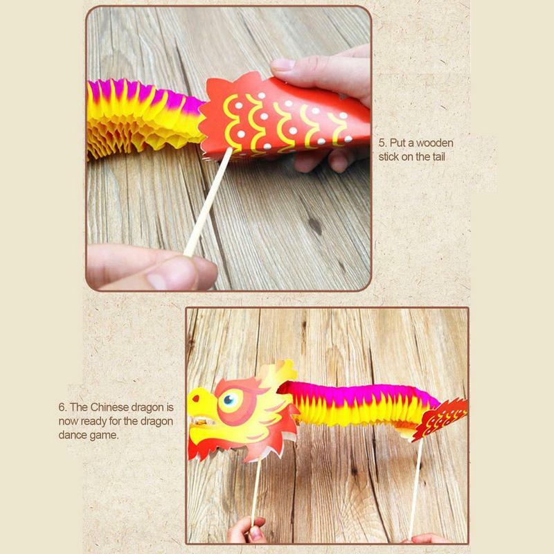 Dekorasi Tahun Baru Imlek buatan tangan kreatif Tahun Baru kertas Naga Tahun Naga DIY Kit boneka dekorasi pesta Tahun Baru