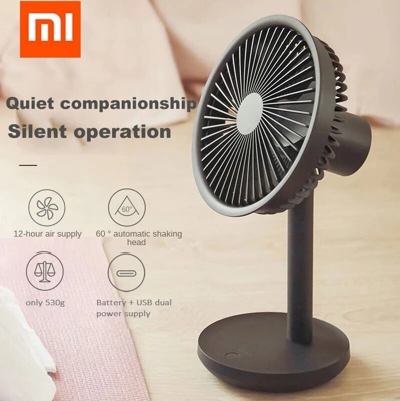 Xiaomi portable desktop fan can shake its head USB charging cooling fan outdoor camping mini 4-speed home mute fan  Cooling Fan