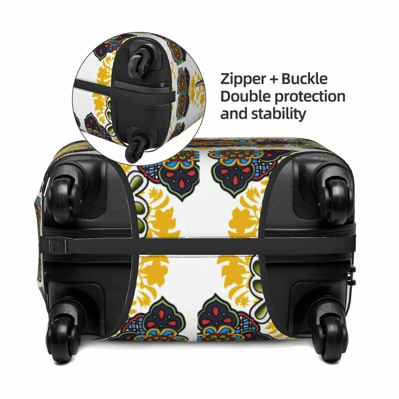 Housses de protection pour valises, 18-32 pouces, motifs mexicains, fleurs, carreaux de céramique